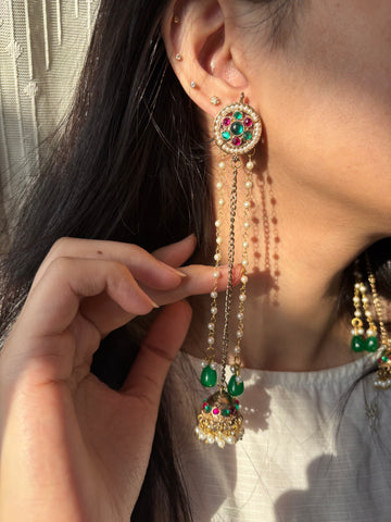 Kashmiri Jhumka Eshaal (Pink Green)