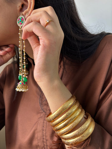 Kashmiri Jhumka Eshaal (Pink Green)
