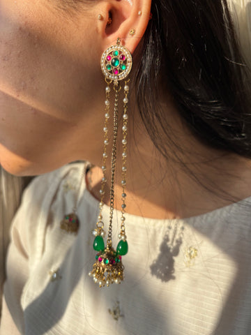 Kashmiri Jhumka Eshaal (Pink Green)