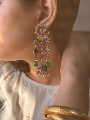Zarnab Kashmiri Jhumka (Pink Green)