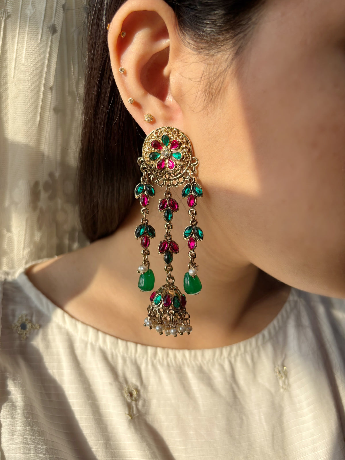 Zarnab Kashmiri Jhumka (Pink Green)
