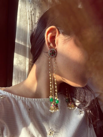Kashmiri Jhumka Eshaal (Pink Green)