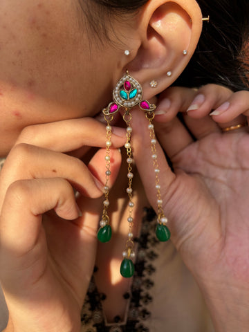 Nimi Kashmiri Jhumkay (Pink Green)