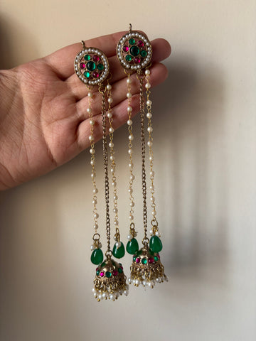 Kashmiri Jhumka Eshaal (Pink Green)