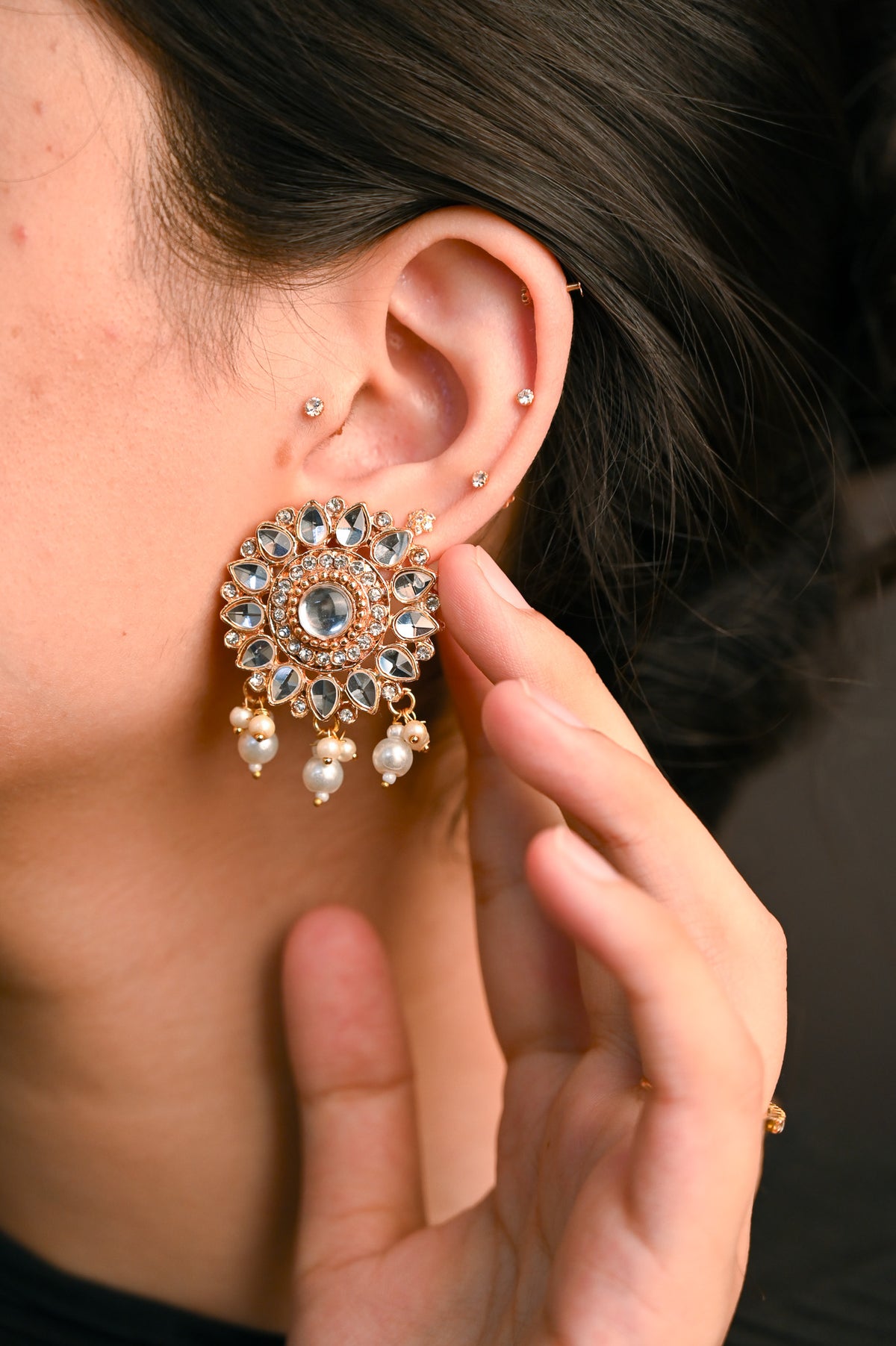 Phool Kundan Studs