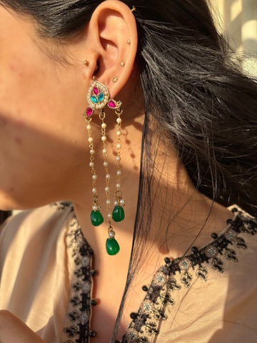 Nimi Kashmiri Jhumkay (Pink Green)