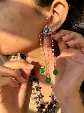 Nimi Kashmiri Jhumkay (Pink Green)