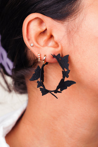 Black Butterfly Hoops