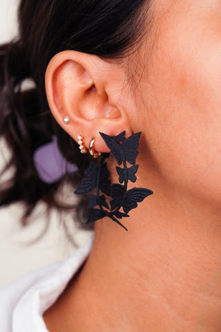 Black Butterfly Hoops