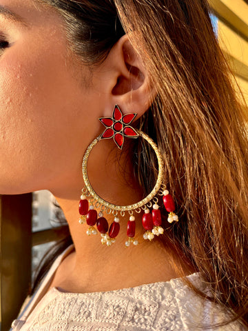 Erysa Earrings Maroon Red